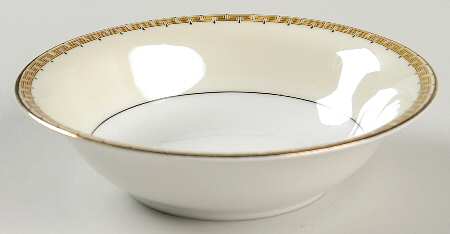 Greek Key Black (Cream Rim, White Center) Coupe Cereal Bowl