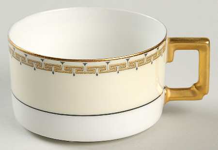 Greek Key Black (Cream Rim, White Center) Flat Cup