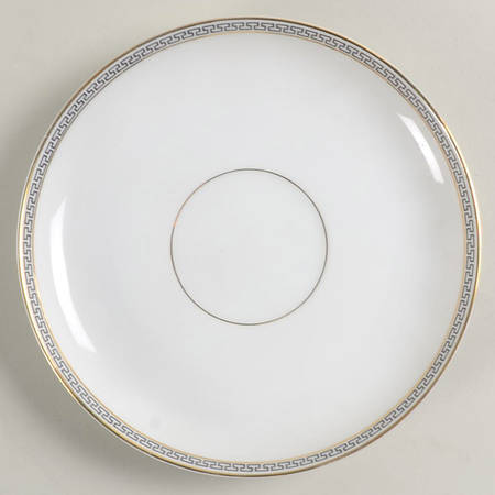 Greek Key Black (White Background) Saucer for Flat Cup