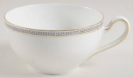 Greek Key Black (White Background) Flat Cup