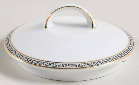Greek Key Black (White Background) Lid for Teapot