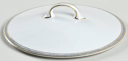 Greek Key Black (White Background) Lid for Round Vegetable