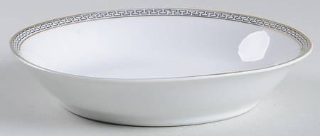 Greek Key Black (White Background) Fruit/Dessert (Sauce) Bowl