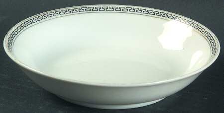 Greek Key Black (White Background) Fruit/Dessert (Sauce) Bowl