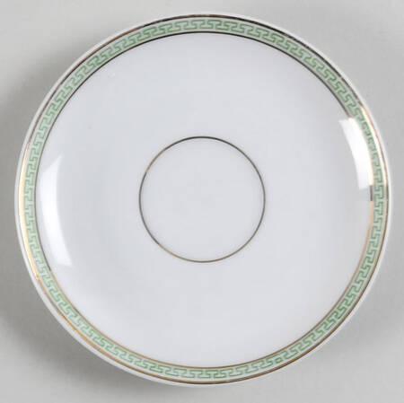 Greek Key Green Saucer for Flat Demitasse Cup