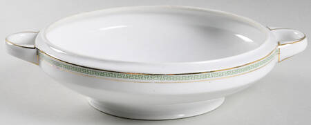 Greek Key Green Round Vegetable No Lid