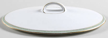 Greek Key Green Lid for Oval Vegetable