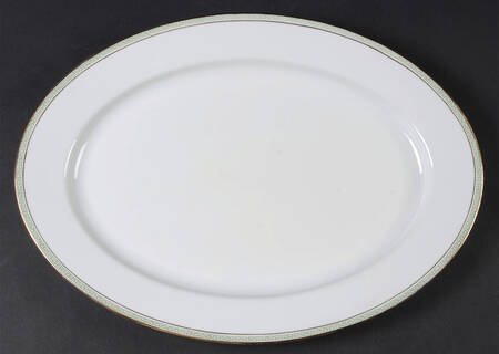 Greek Key Green 14" Oval Serving Platter