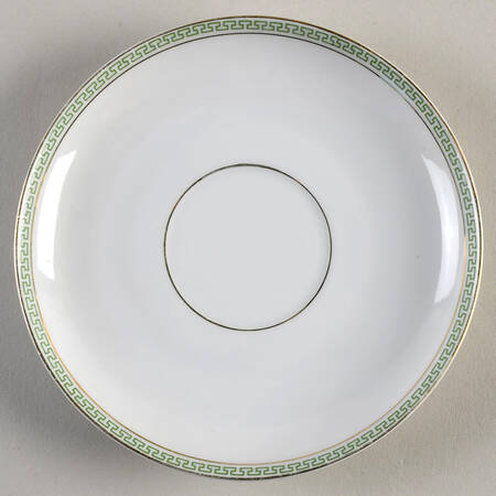 Greek Key Green Saucer for Flat Bouillon Cup