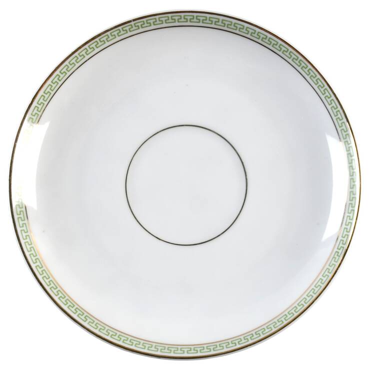 Greek Key Green Saucer