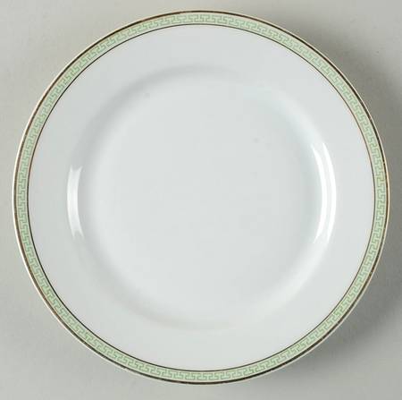 Greek Key Green Bread & Butter Plate
