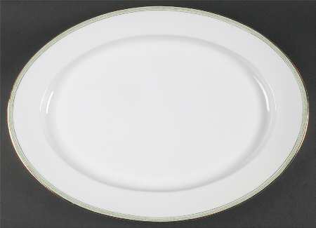 Greek Key Green 17" Oval Serving Platter