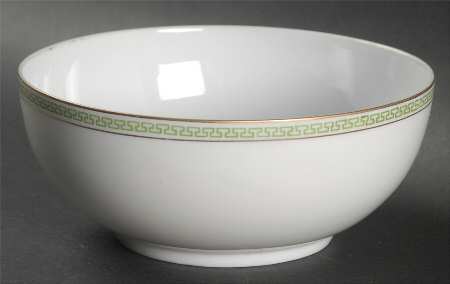 Greek Key Green Cranberry Bowl