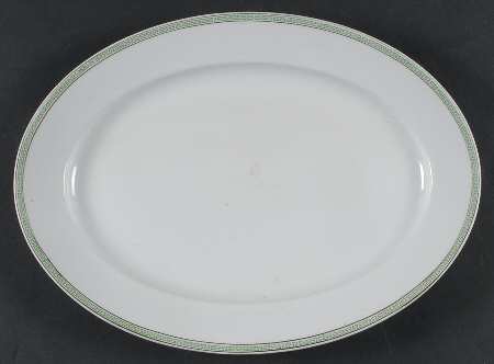 Greek Key Green 13" Oval Serving Platter
