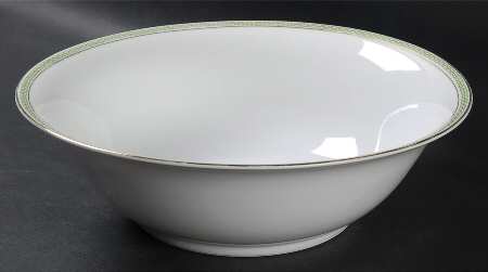 Greek Key Green 9" Round Vegetable Bowl