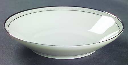 Greek Key Gray (Platinum Trim) Fruit/Dessert (Sauce) Bowl