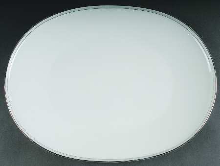 Greek Key Gray (Platinum Trim) 15" Oval Serving Platter