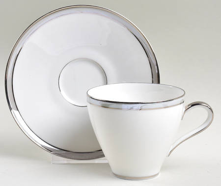 Grey Luster Flat Cup & Saucer Set