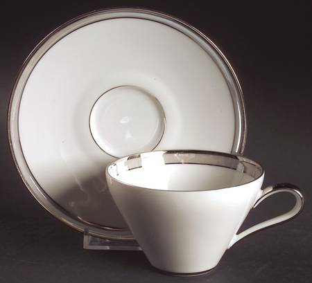 Grey Luster Flat Cup & Saucer Set