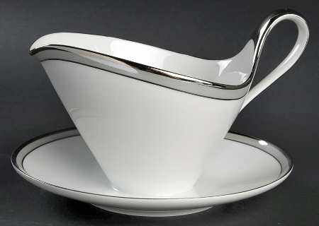 Grey Luster Gravy Boat with Attached Underplate