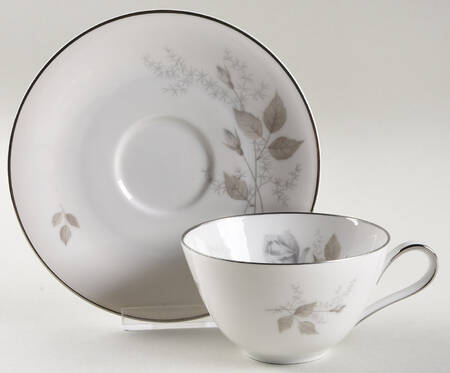 Grey Rose Flat Cup & Saucer Set