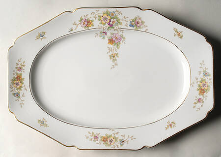 HC314C (CREAM ON WHITE) 16" Oval Serving Platter