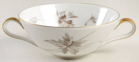 Sepia (White, Gold Trim) Flat Cream Soup Bowl