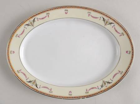 HC481 (Cream Rim, White Center) 12" Oval Serving Platter