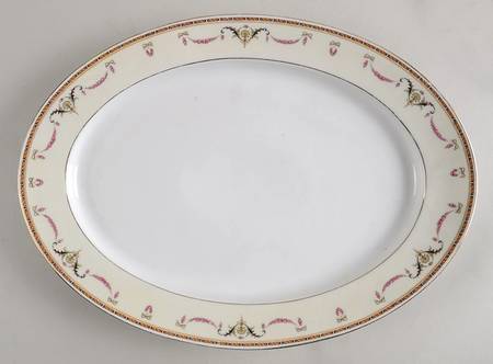 HC481 (Cream Rim, White Center) 16" Oval Serving Platter