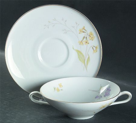 Meadow Flowers Flat Cream Soup Bowl & Saucer Set