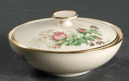Moss Rose (Cream Background, Coupe) Mini Sugar Bowl & Lid