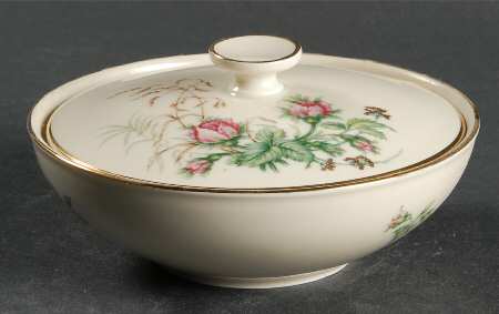 Moss Rose (Cream Background, Coupe) Sugar Bowl & Lid