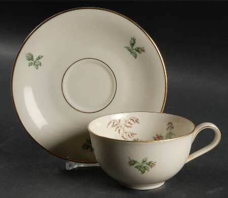 Moss Rose (Cream Background, Coupe) Flat Cup & Saucer Set