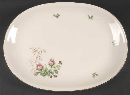 Moss Rose (Cream Background, Coupe) 16" Oval Serving Platter