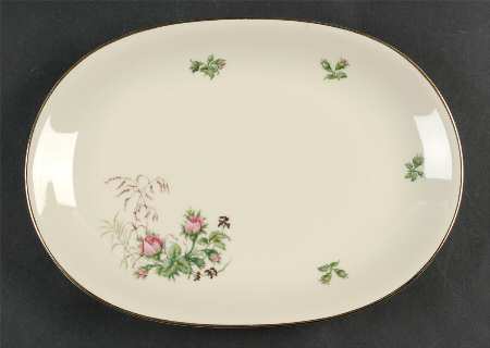 Moss Rose (Cream Background, Coupe) 11" Oval Serving Platter