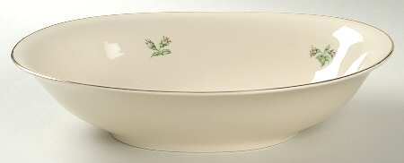 Moss Rose (Cream Background, Coupe) 10" Oval Vegetable Bowl