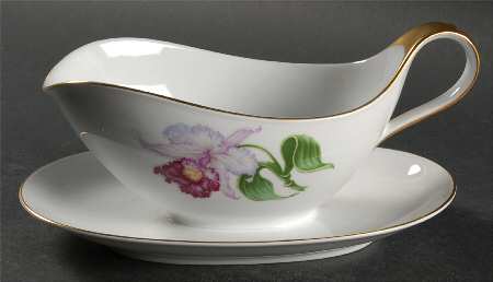 Orchid Gravy Boat with Attached Underplate by Heinrich - H&C
