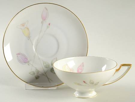Pastel Bud Footed Cup & Saucer Set
