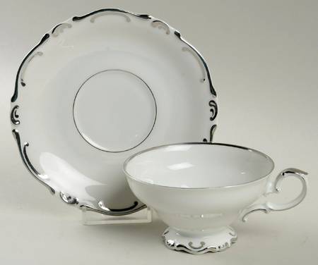 Platinum Baroque Footed Cup & Saucer Set