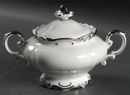 Platinum Baroque Sugar Bowl & Lid