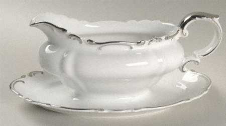 Platinum Baroque Gravy Boat with Attached Underplate