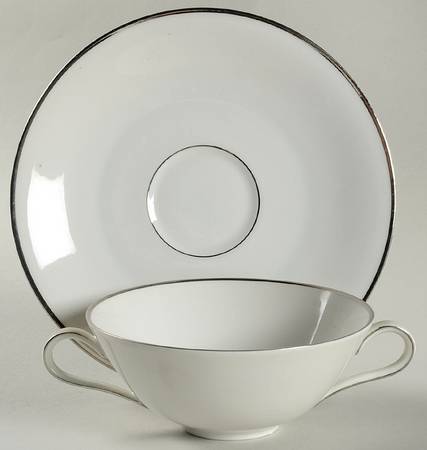 Platinum Band Flat Cream Soup Bowl & Saucer Set
