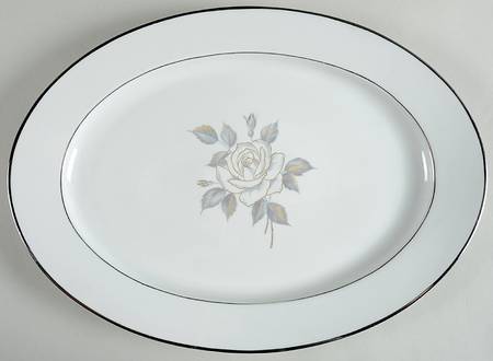 Platinum Rose 16" Oval Serving Platter