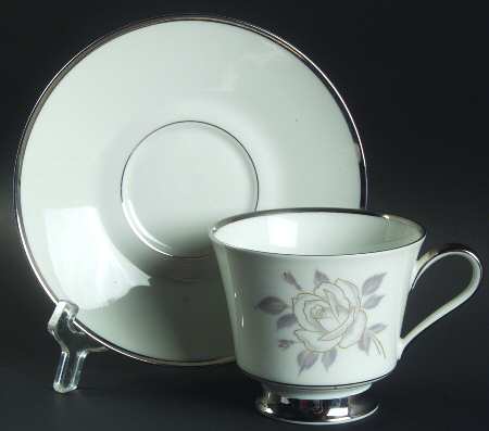 Platinum Rose Footed Cup & Saucer Set