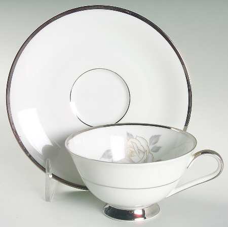Platinum Rose Footed Cup & Saucer Set