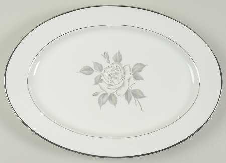 Platinum Rose 14" Oval Serving Platter