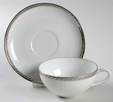 Platinum Wave Flat Cup & Saucer Set