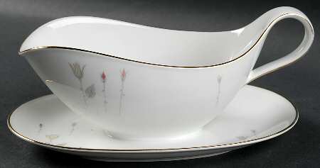 Rose Garden Gravy Boat with Attached Underplate