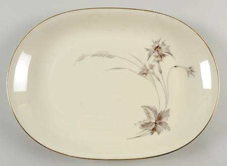 Sepia (Ivory, Gold Trim) 13" Oval Serving Platter