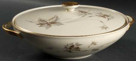 Sepia (Ivory, Gold Trim) Round Covered Vegetable